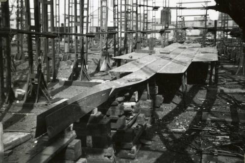 Black and White Photograph in album showing construction of 'Anno'