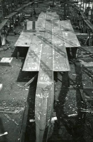 Black and White Photograph in album showing construction of 'Anno'