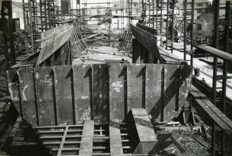 Black and White Photograph in album showing construction of 'Anno'