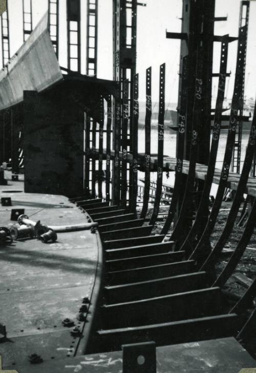 Black and White Photograph in album showing construction of 'Anno'