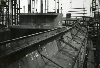 Black and White Photograph in album showing construction of 'Anno'