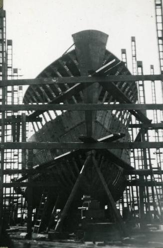 Black and White Photograph in album showing construction of 'Anno'