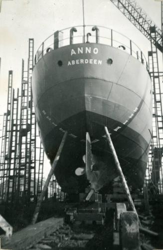 Black and White Photograph in album showing construction of 'Anno'