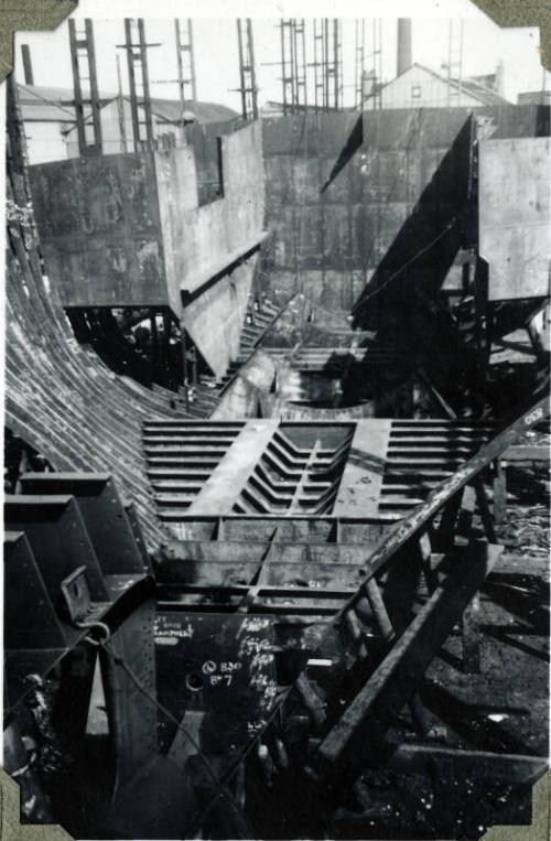 Photograph of construction of steam tug 'Howard Smith'