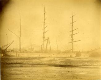 Black and white photograph showing sailing barque Inverurie at Aberdeen when new