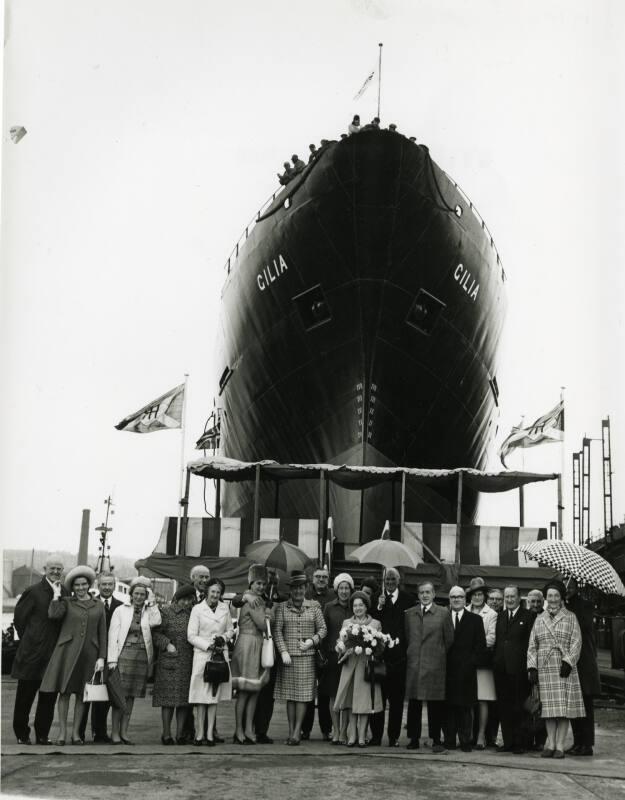 Guests at the launch of the trawler Gilia