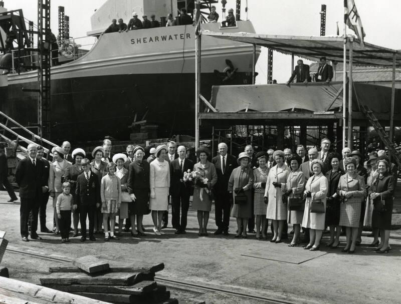 Guests at the launch of the dredger Shearwater