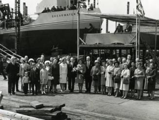 Guests at the launch of the dredger Shearwater