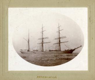 Black and white photograph showing three masted barque Invercauld.  Photographed by J H Wilton …