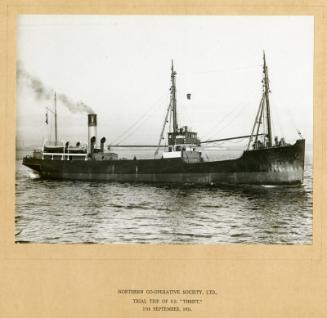 Photograph of the trial trip of 'Thrift' 1931, vessel owned by Northern Co-Operative Society