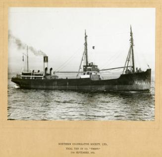 Photograph of the trial trip of 'Thrift' 1931, vessel owned by Northern Co-Operative Society