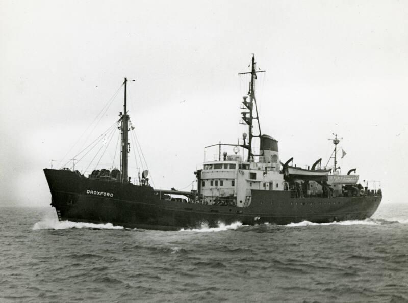 Photograph showing the salvage vessel Droxford