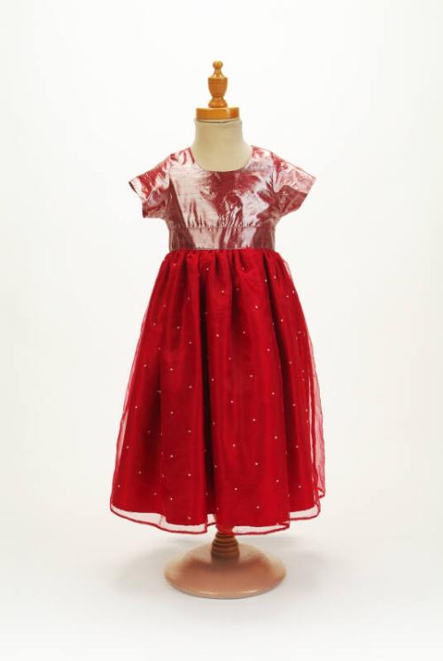 Girl's Red Silk Party Dress