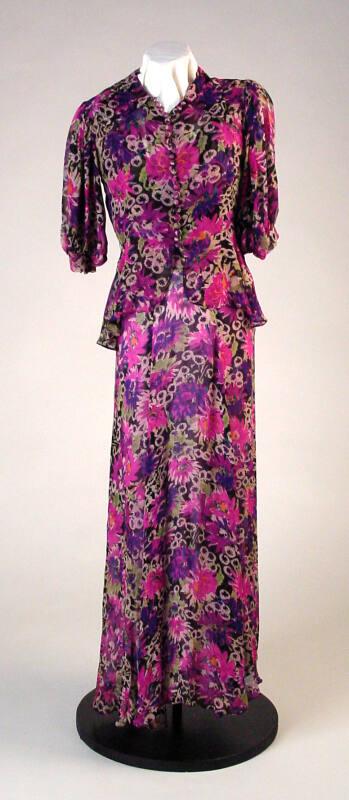 Flowered Chiffon Dress and Jacket with belt