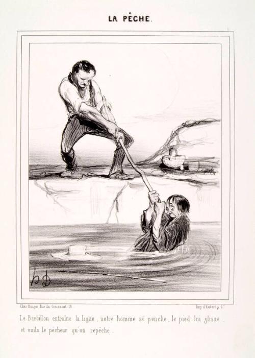 La Pêche. Le Barbillon entraine la Ligne..