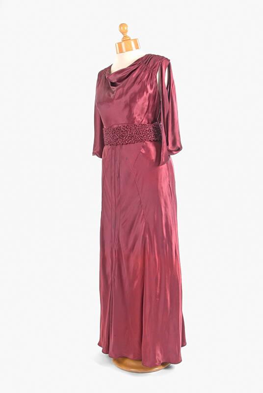 Burgundy Panelled Evening Dress