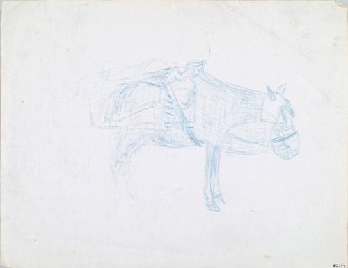 A Harnessed Horse or Donkey with Nosebag