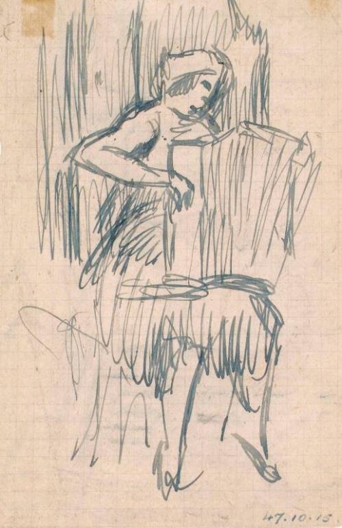 Woman with Accordian, verso Maple Street