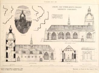 Plans of Local Architectural Features - Chapel and Tower,  King's College, Aberdeen University (printed page)