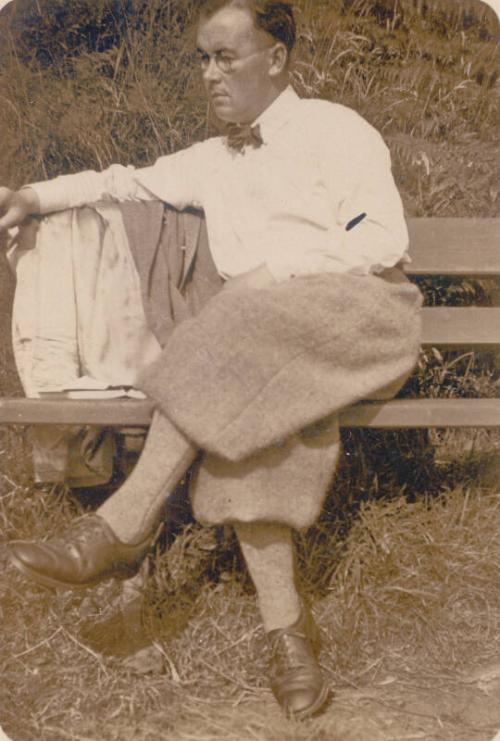 Robert Stuart Steven Mackay Seated on Bench