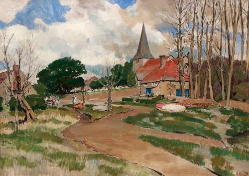 Bury, Sussex - Landscape with Church Spire