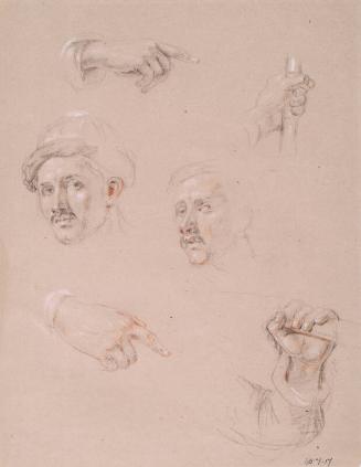 Two Studies of Heads and Four of Hands