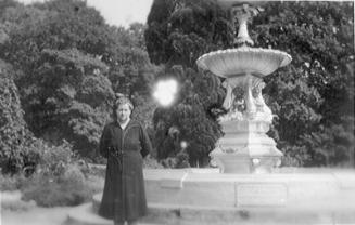 Sarah Caroline Mackay Standing by Fountain