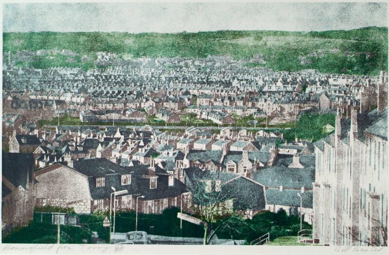 Mannofield From Torry
by William P. Baxter
Peacock Visual Arts
1975 - 1999
screenprint on p…