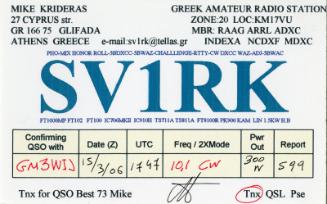 Amateur Radio QSL Card