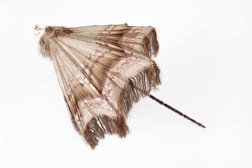 Grey and Brown Silk Brocade Parasol