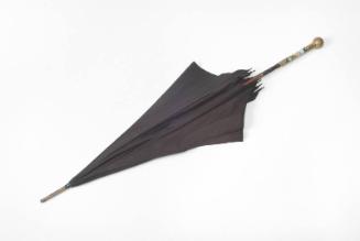 Black Silk Umbrella with Decorative Handle