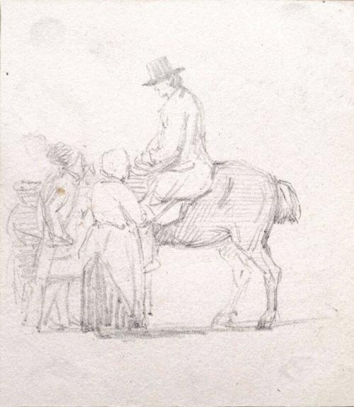 Man on Horseback and Three Figures