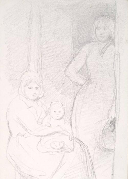 Two Women and a Baby in a Doorway