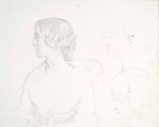 A Woman in Profile and Studies of Heads