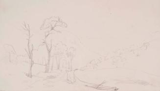 Landscape-Trees,Stream and Hills in Background