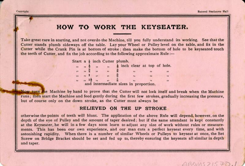 Advertising Card for Keyseating Machine