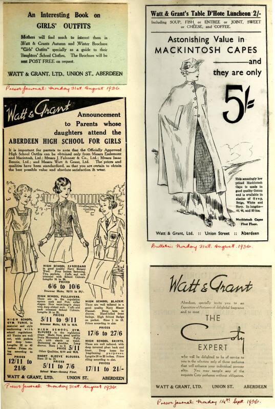 Watt and Grant Album: Classifieds 1936-1938