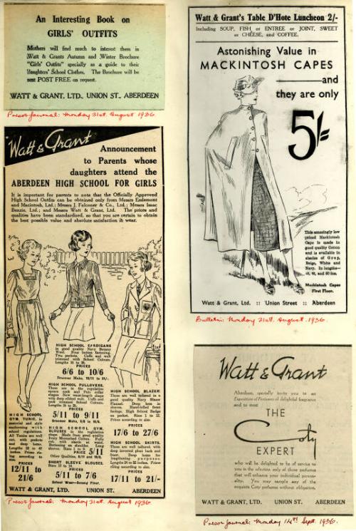 Watt and Grant Album: Classifieds 1936-1938