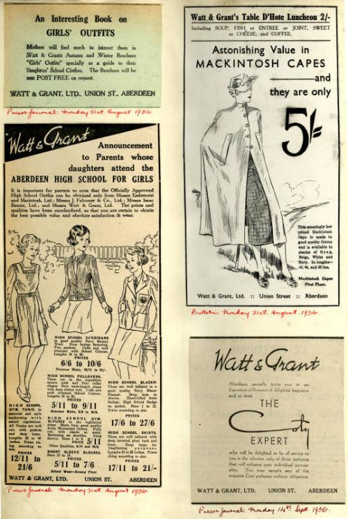 Watt and Grant Album: Classifieds 1936-1938