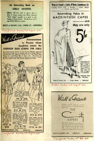 Watt and Grant Album: Classifieds 1936-1938