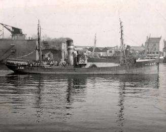 Black and white photograph Showing The Starboard Side Of The Trawler A406 'george Robb' In Aber…