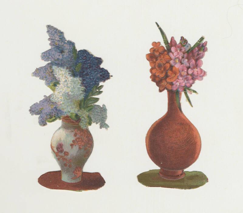 Set of 2 Flowers in Vases Scrap-booking Scraps