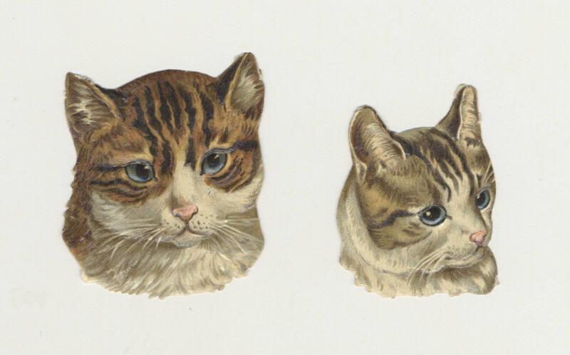 Set of 2 Cat Head Scrap-booking Scraps