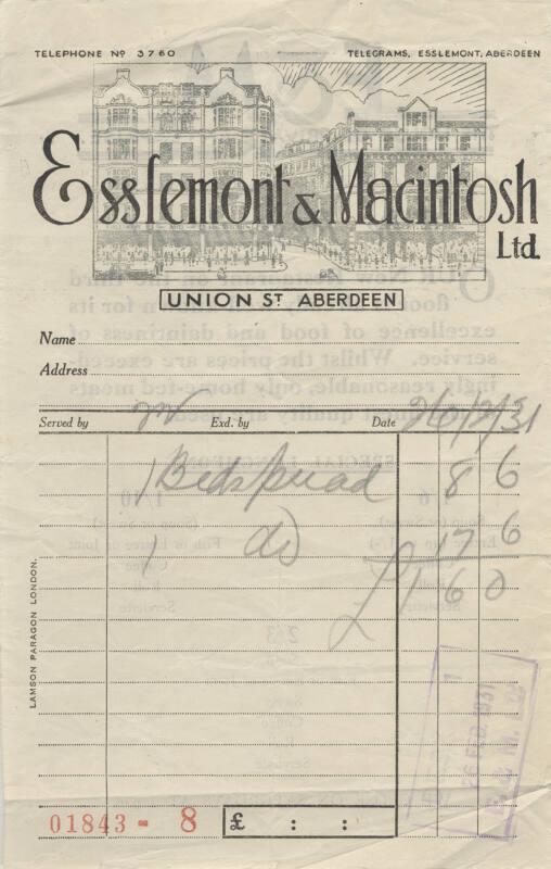 Esslemont & Macintosh Ltd Receipt