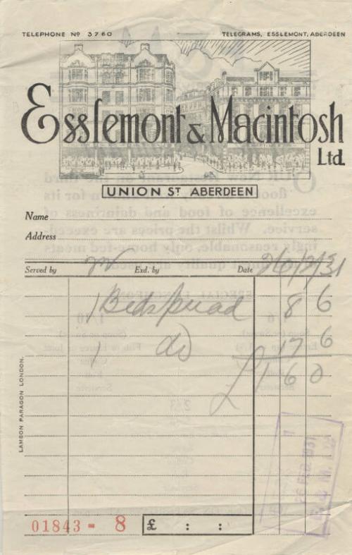 Esslemont & Macintosh Ltd Receipt