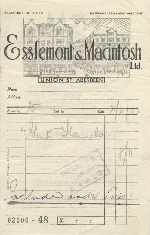 Esslemont & Macintosh Ltd Receipt