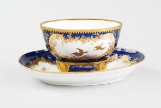 Gilt And Blue Bowl And Stand