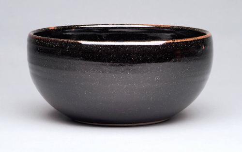 Stoneware Salad Bowl with Black Gloss Glaze