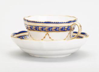 Pair of Blue and Gold Cups and Saucers