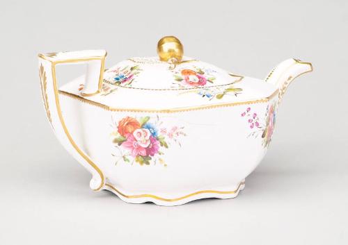 Porcelain Polychrome Floral Pattern Teapot